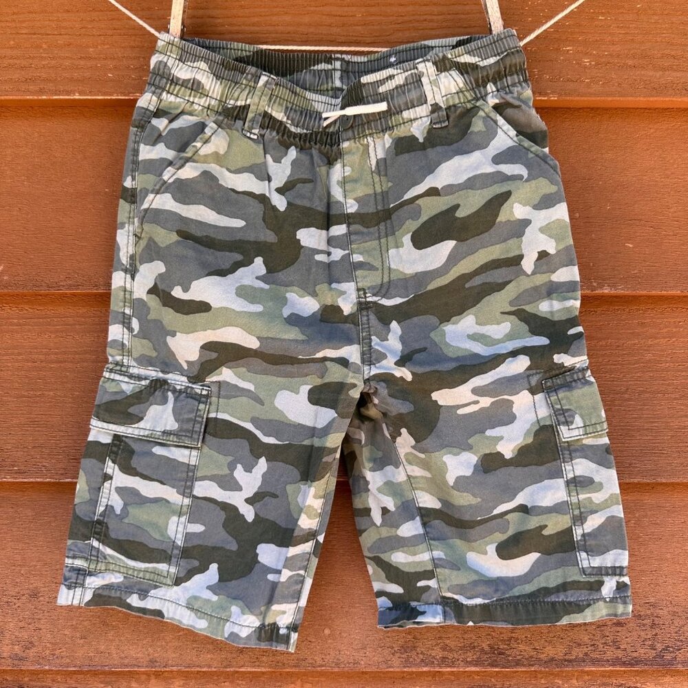 Place Boys Camo Elastic Waist Cargo Shorts Size 14 100% Cotton Made In Kenya - Picture 1 of 8